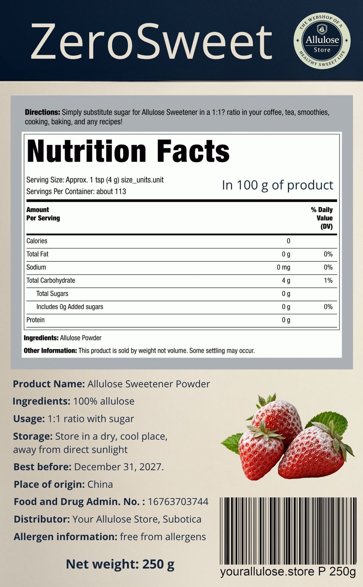 Allulose Powder – Natural and Keto-Friendly Sweetener