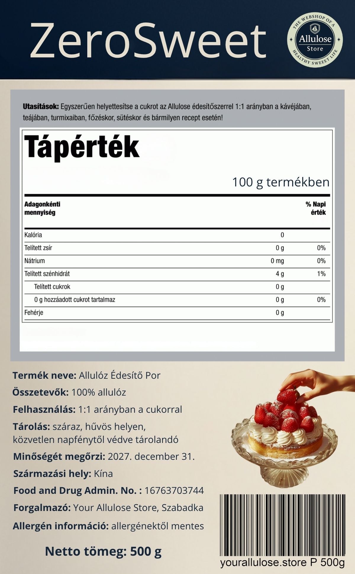 Allulóz Édesítő Por – Természetes és Ketobarát Cukorpótló: 500g