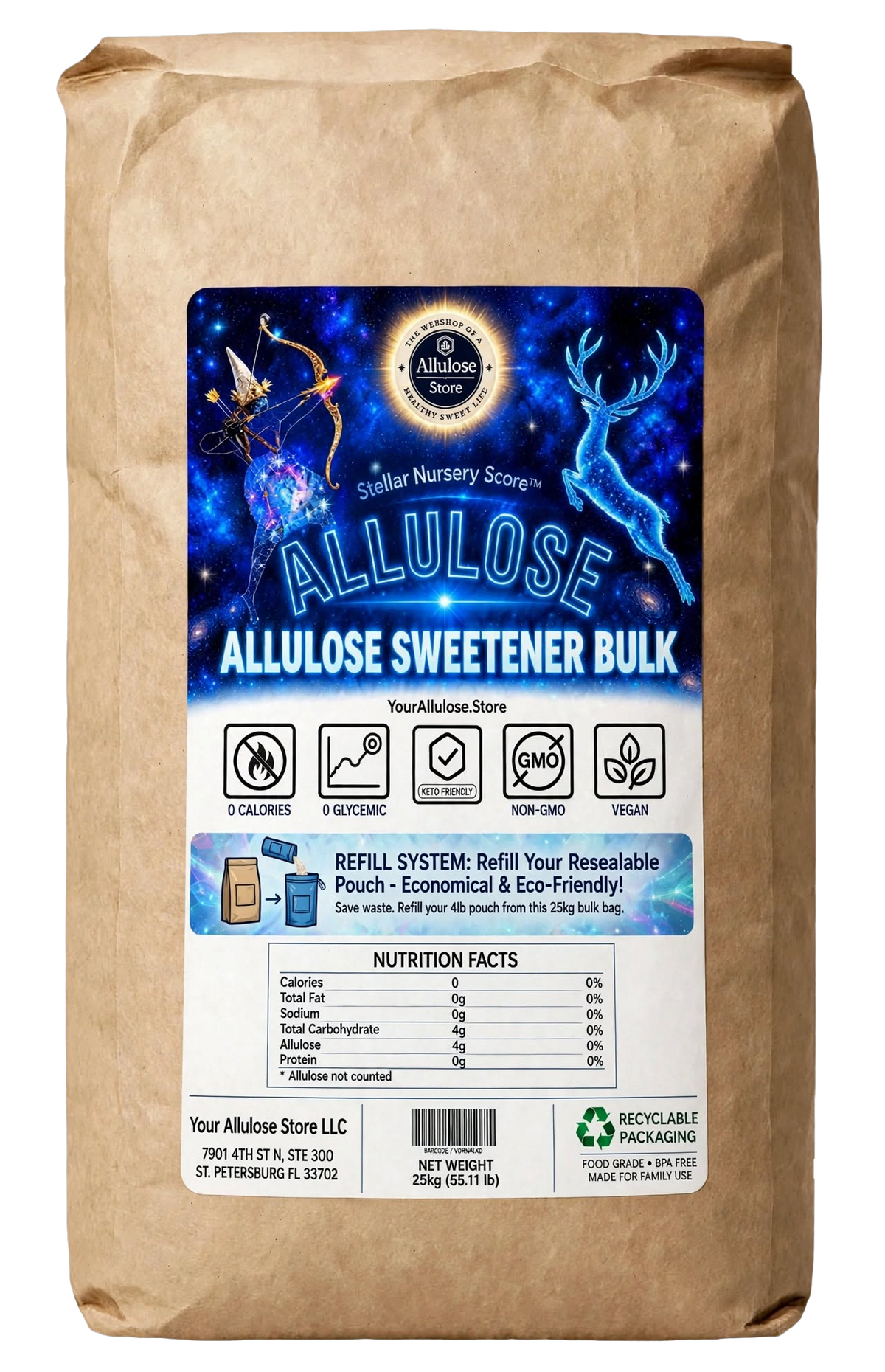 Allulóz Édesítő BULK 25kg (55lb) - Természetes Cukorpótló