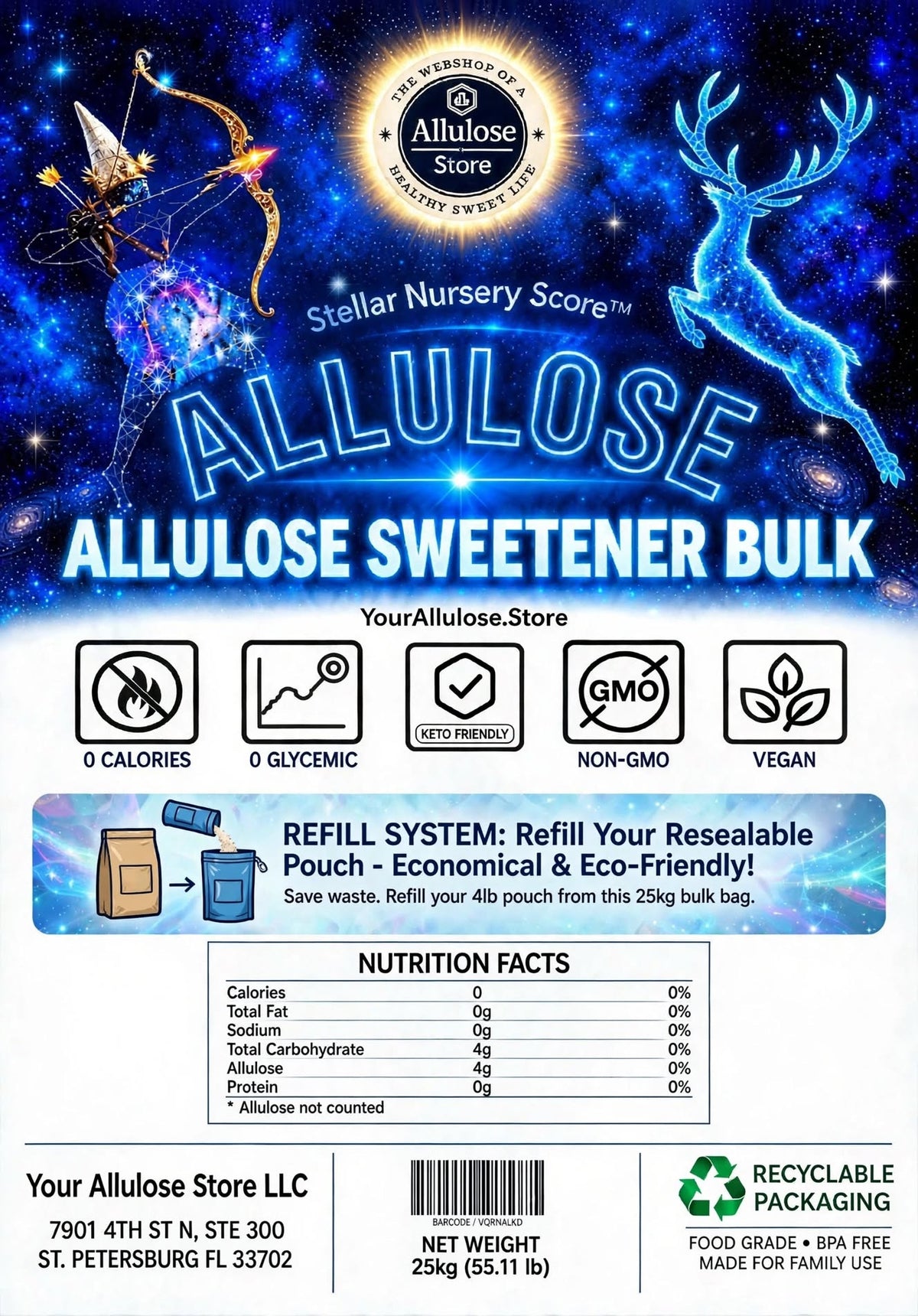 Allulóz Édesítő BULK 25kg (55lb) - Természetes Cukorpótló