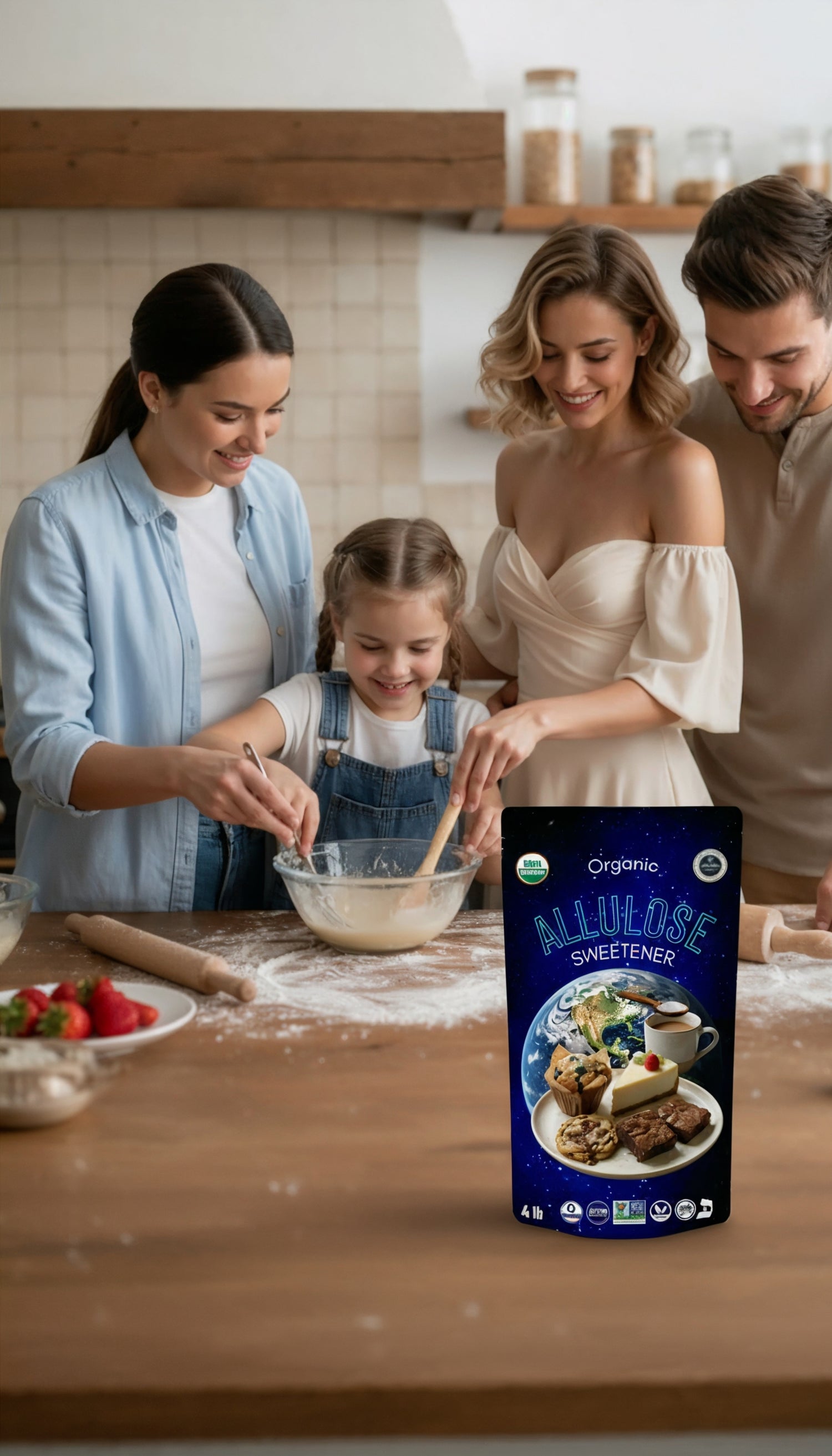 Alulosa edulcorante orgánico cetogénico en la cocina.