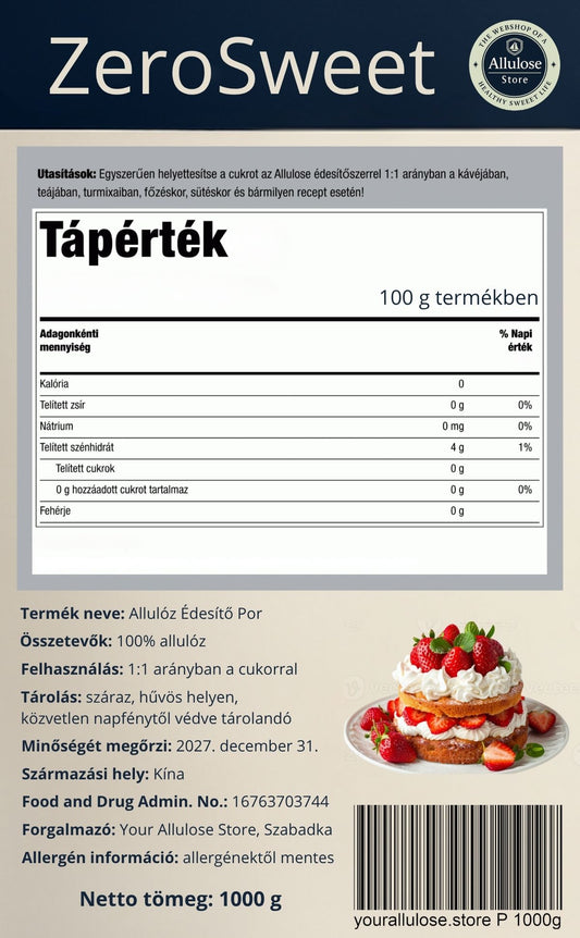 Allulóz Édesítő Por – Természetes és Ketobarát Cukorpótló: 1000g