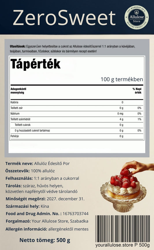 Allulóz Édesítő Por – Természetes és Ketobarát Cukorpótló: 500g