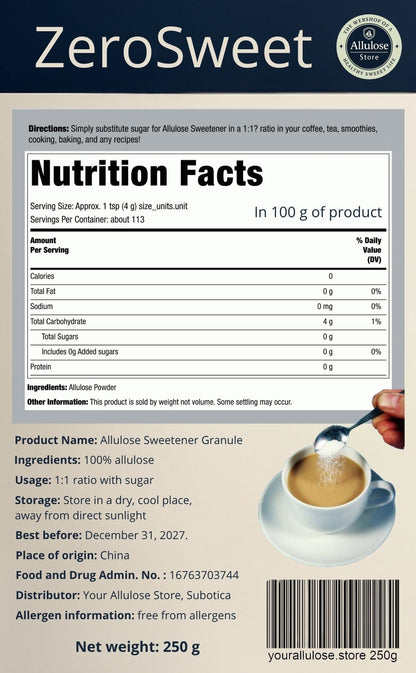 Allulóz Édesítő – Természetes és Ketobarát Cukorpótló: 250g Your Allulose Store
